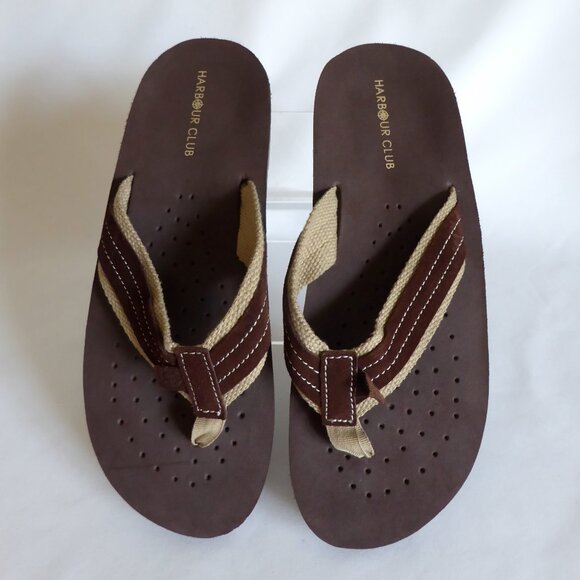 HARBOUR CLUB BRAND MENS BROWN FLIP FLOP SANDALS (NEW) NEVER WORN - Picture 2 of 9